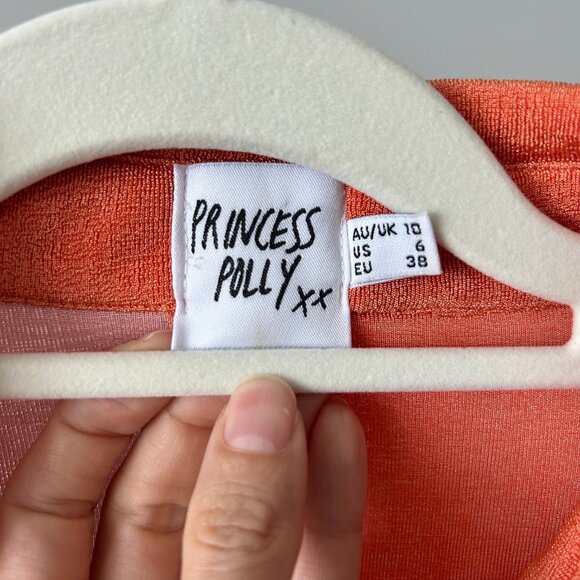 Princess Polly Pink and Orange Color Block Long Sleeve Button Up Top - Picture 4 of 4